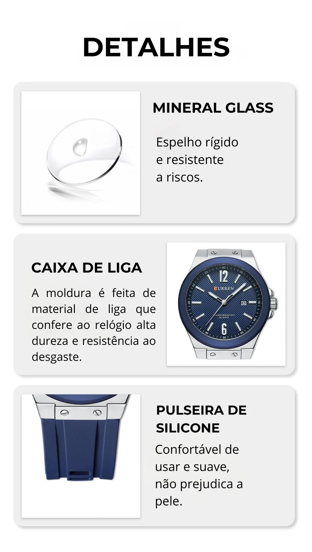 Relogio Curren Original Pulseira de Silicone 0993